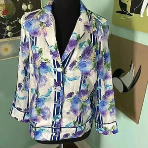 J.Crew floral stripe fabric covered button blouse XS NWT